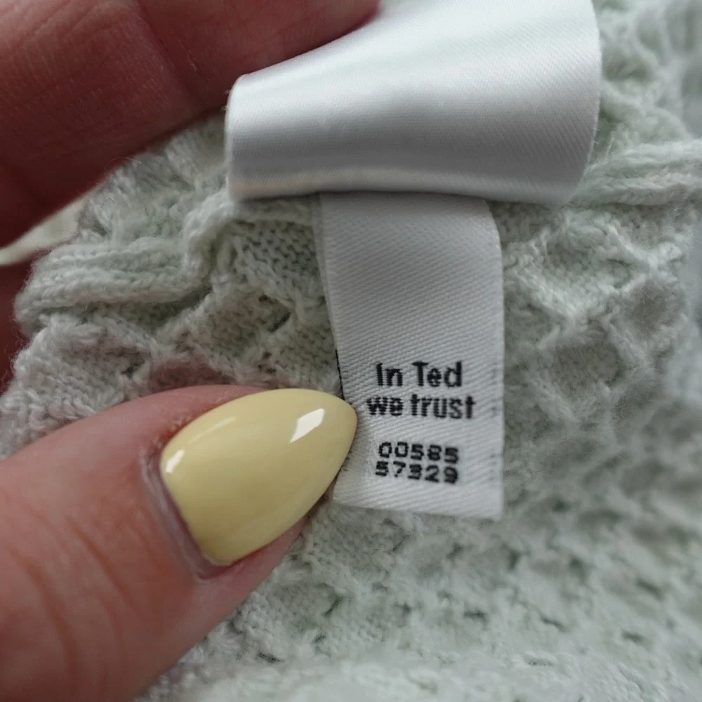 Ted Baker Top Womens 1 US 4 White Textured Crew Neck Long Sleeve Waffle Knit - Picture 4 of 11